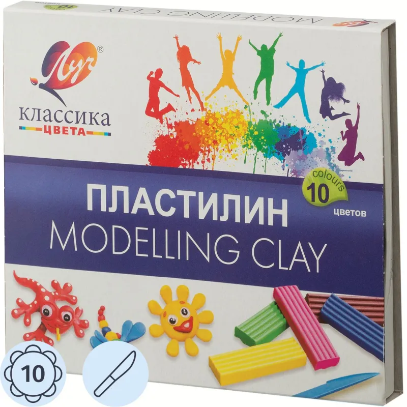 Пластилин 10цв,Классика,200гр,со стеком