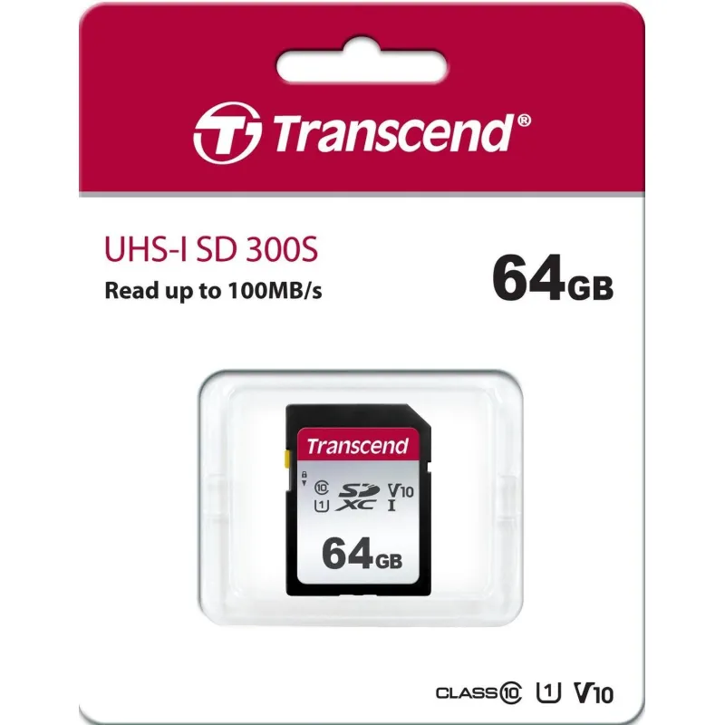 Карта памяти 64 ГБ SDXC Transcend TS64GSDC300S Class 10 UHS-I