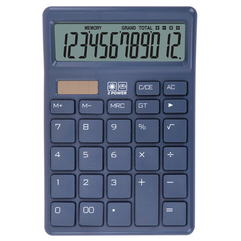 Калькулятор настольный BRAUBERG CH-12-BU (153х103 мм), 12 разрядов, двойное питание, синий, 272959