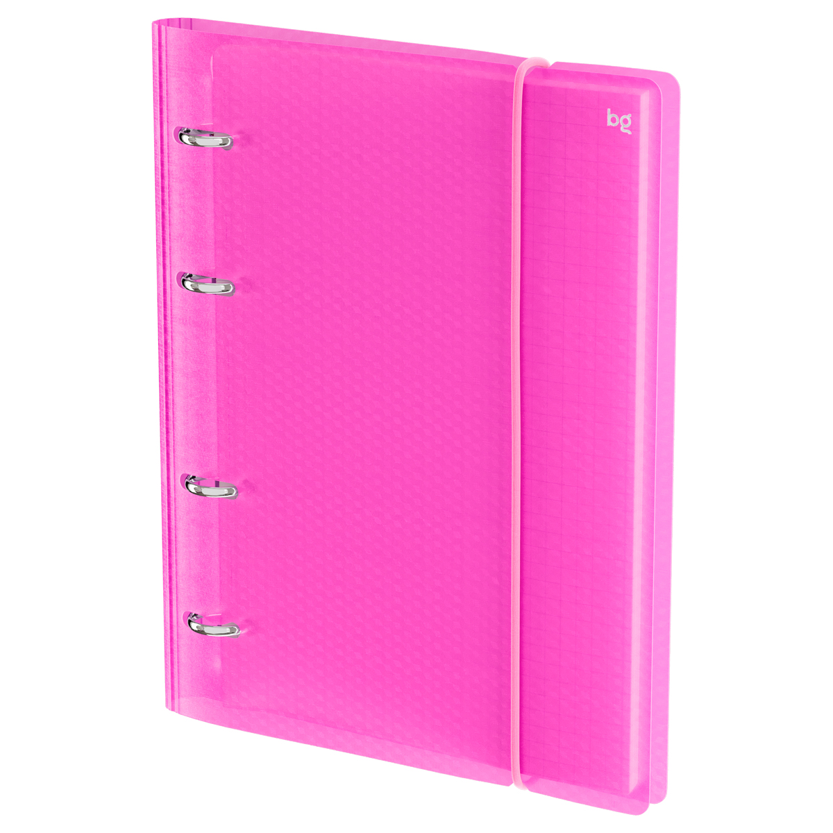 Тетрадь на кольцах А5, 120л., BG "Neon", пластиковая обложка, розовый, с резинкой