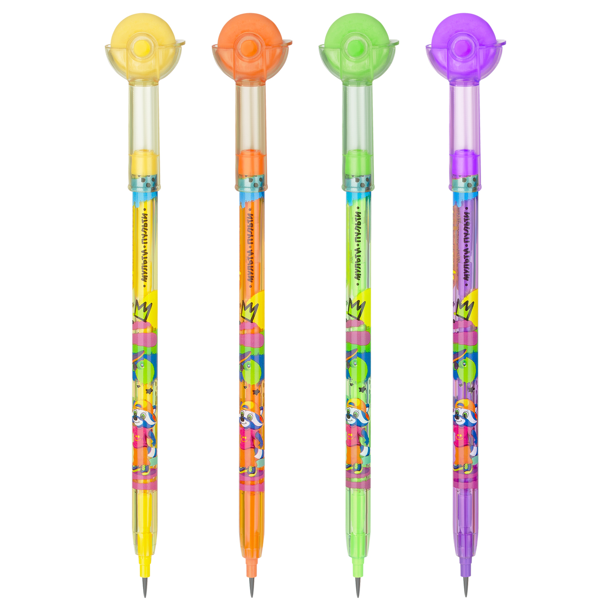 Карандаш сегментный Мульти-Пульти "Енот в городе", с ластиком, ассорти