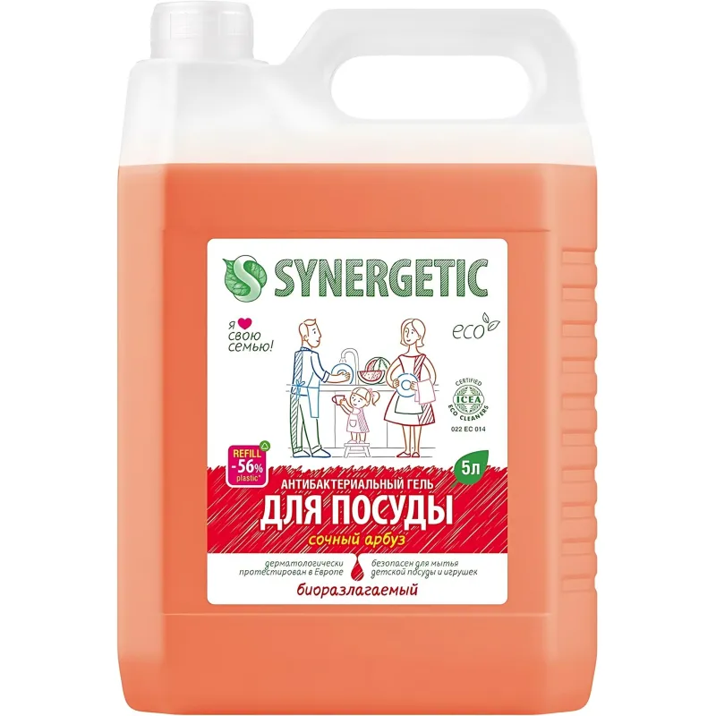 Средство для мытья посуды Synergetic Антибактериальное Сочный Арбуз 5 л
