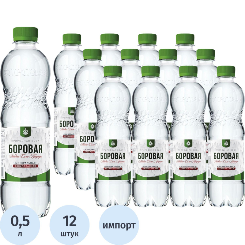 Вода минеральная BOROVAYA природная газированная пэт 0,5л