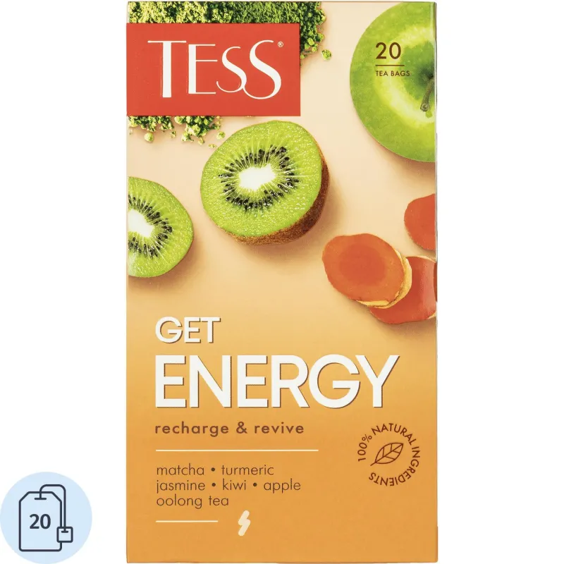 Чай Tess Get Energy recharge&revive улун 20 пакетиков