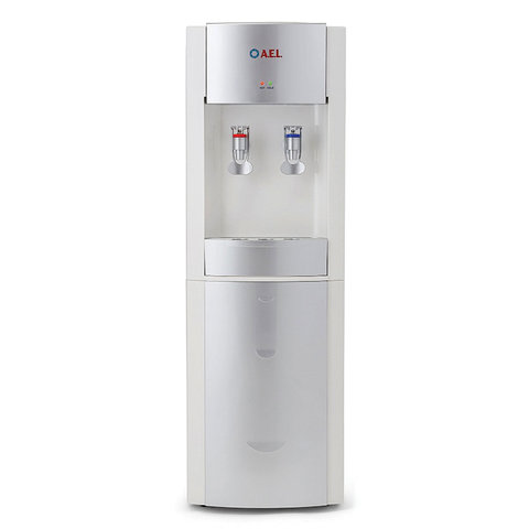 Кулер для воды AEL LD-AEL-28, напольный, НАГРЕВ/ОХЛАЖДЕНИЕ ЭЛЕКТРОННОЕ, 2 крана, белый/серебристый,