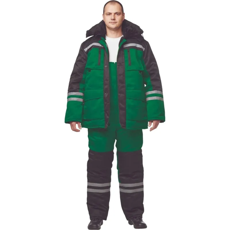 Костюм рабочий зимний муж з03-КПК зел/черн (р.48-50) 158-165