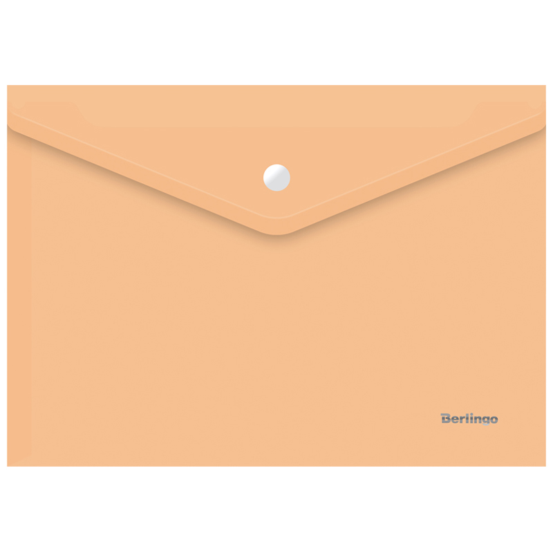Папка-конверт на кнопке Berlingo "Starlight", А4, 180мкм, прозрачная оранжевая, индив. ШК
