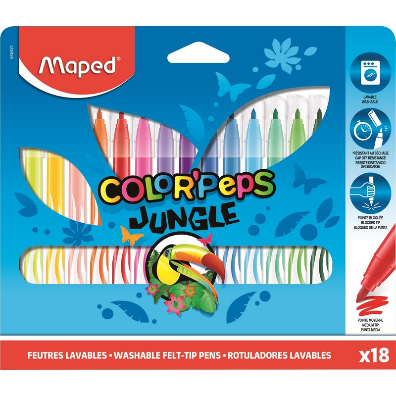 Фломастеры Maped COLOR'PEPS JUNGLE 18 цв 845421 картон,845421