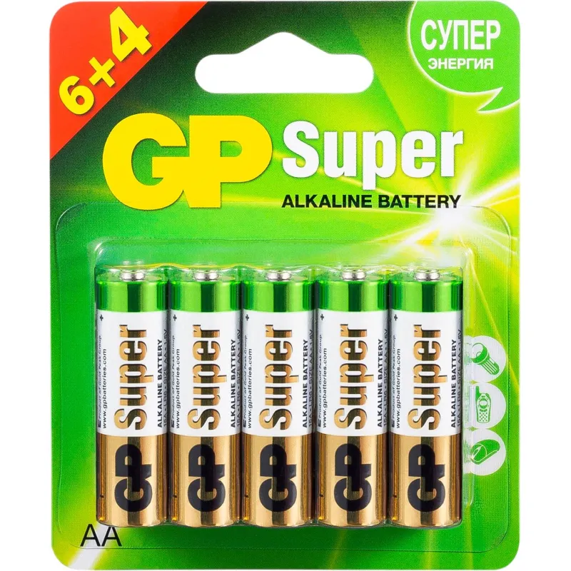 Батарейки GP Super пальчиковые AA LR6 (10 штук в упаковке)