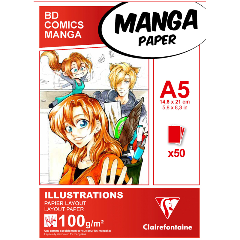 Скетчбук для маркеров 50л. А5, на склейке Clairefontaine "Manga Illustrations", 100 г/м2