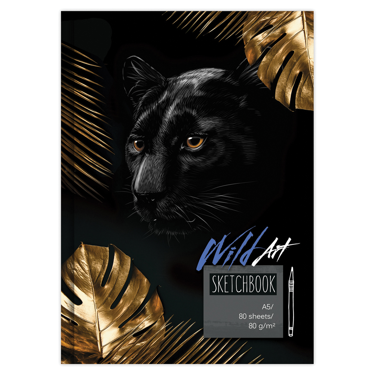 Скетчбук 80л., А5 7БЦ BG "Wild Art", матовая ламинация, выборочный лак, 80г/м2, бежевый блок