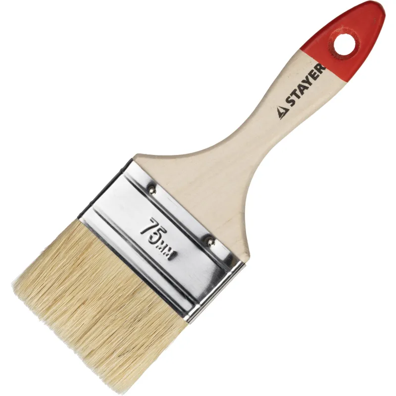 Кисть плоская STAYER натур.щетина 75мм,дер.ручка (0101-075)