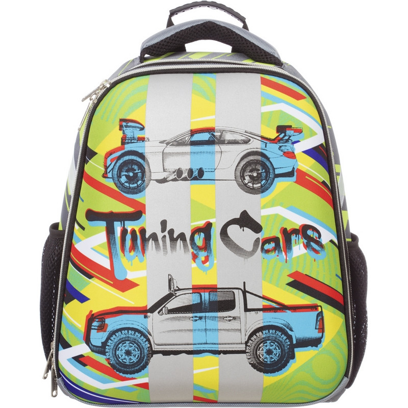 Ранец №1School Basic Tuning Cars, 2 отд., эргоном. спинка