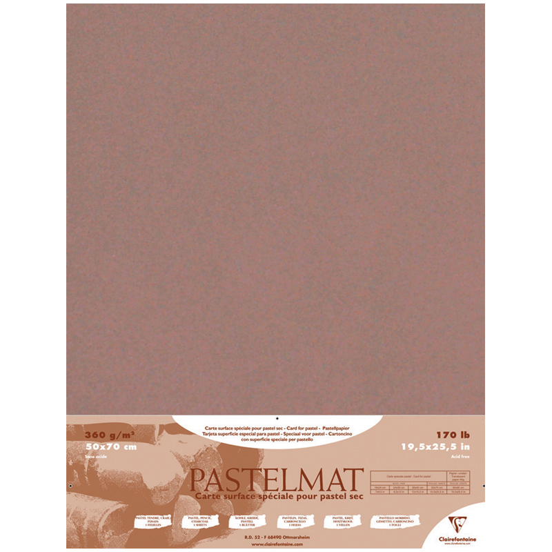 Бумага для пастели, 5л., 500*700мм Clairefontaine "Pastelmat", 360г/м2, бархат, коричневый