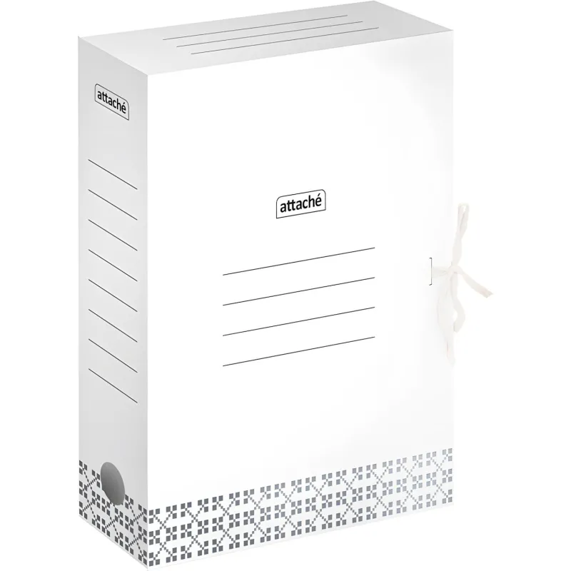 Короб архивный Attache 75мм на завязках серый с узорами