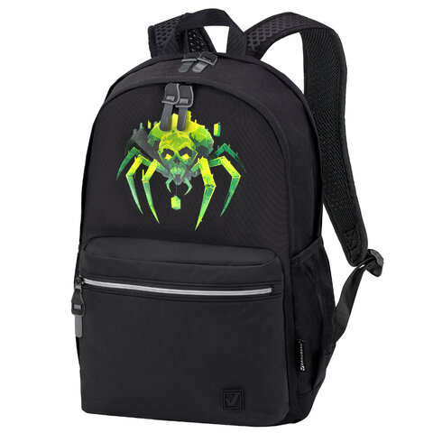 Рюкзак BRAUBERG FASHION CITY универсальный, 2 отделения, Green Spider, черный, 46х31х15 см, 273839