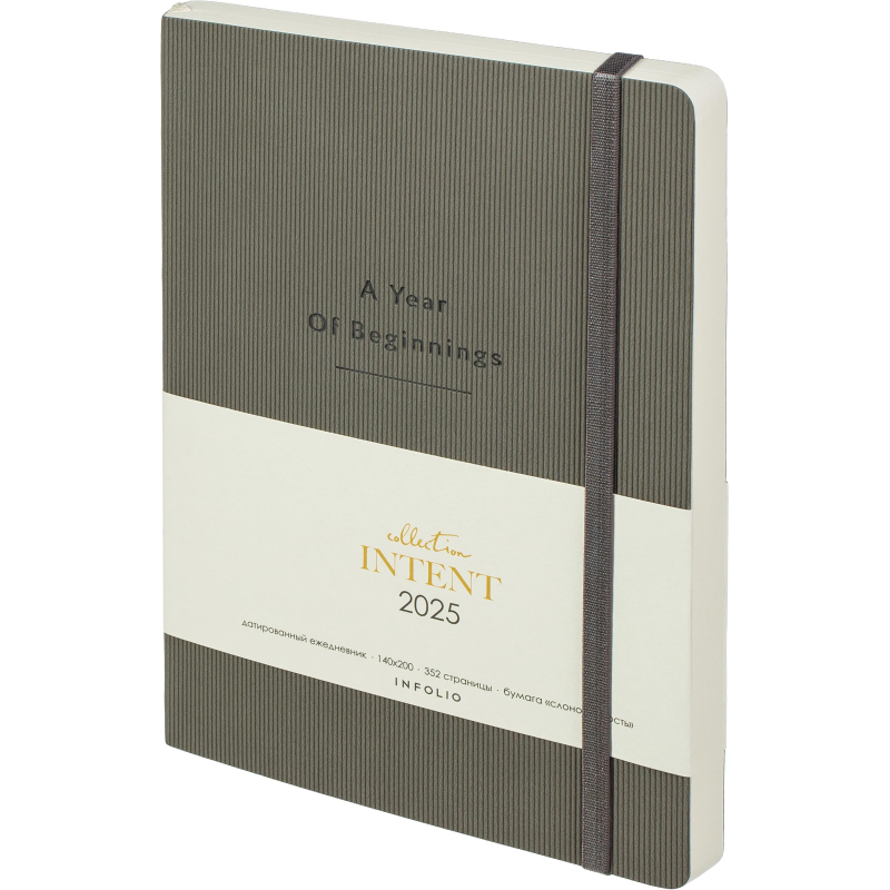 Ежедневник датированный 2025 IF 14х20см 176л. гибкий. Intent I1523/grey