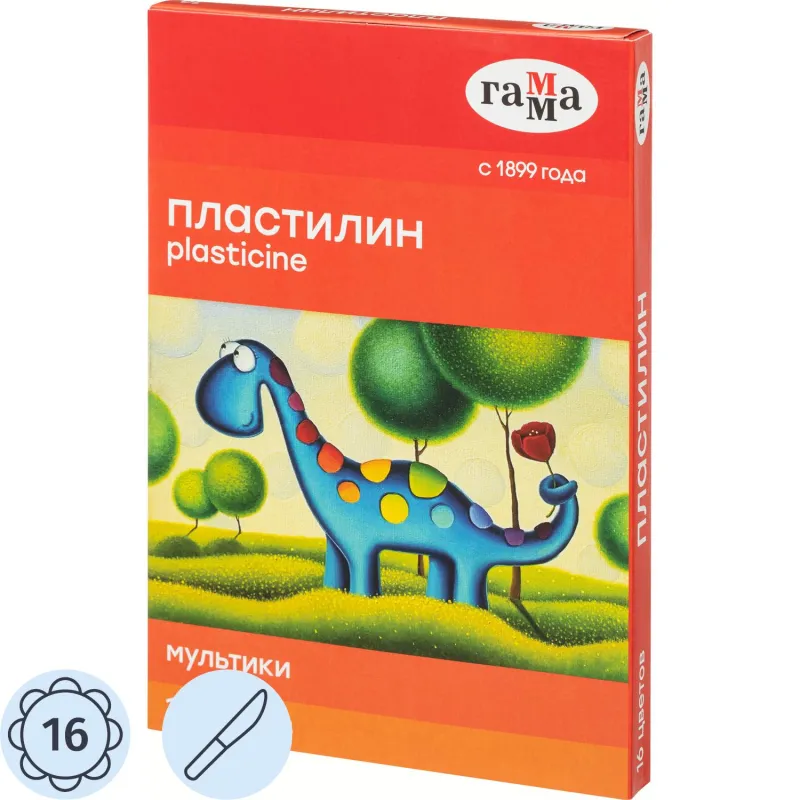 Пластилин 16цв,Мультики,320гр,со стеком,к/к Пластилин 16цв,Мультики,320гр,со стеком,к/к