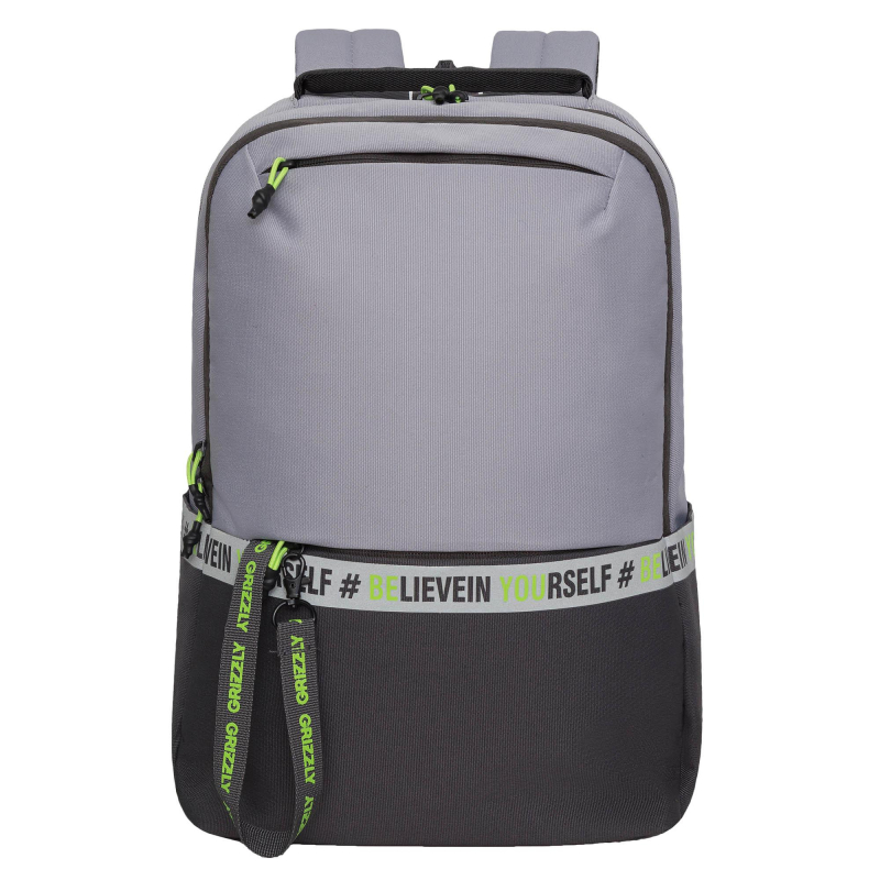 Рюкзак школьный GRIZZLY RU-337-2/5 серый - салатовый