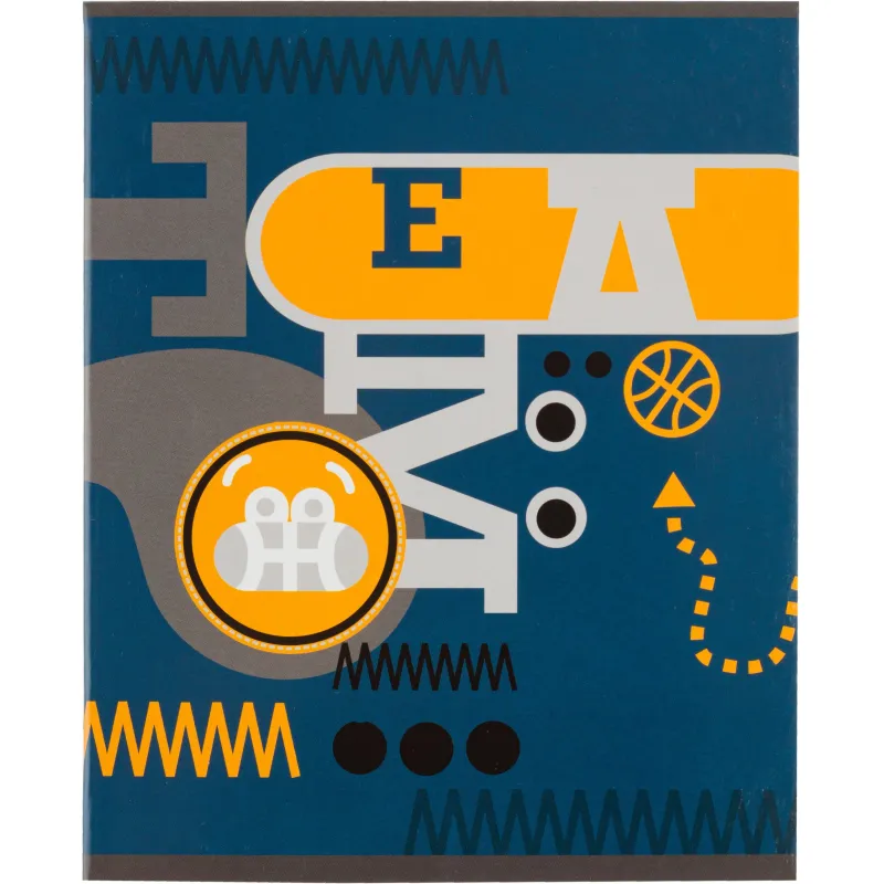 Тетрадь общая А5 48л №1School Team син ,клет,скреп, ВД-лак