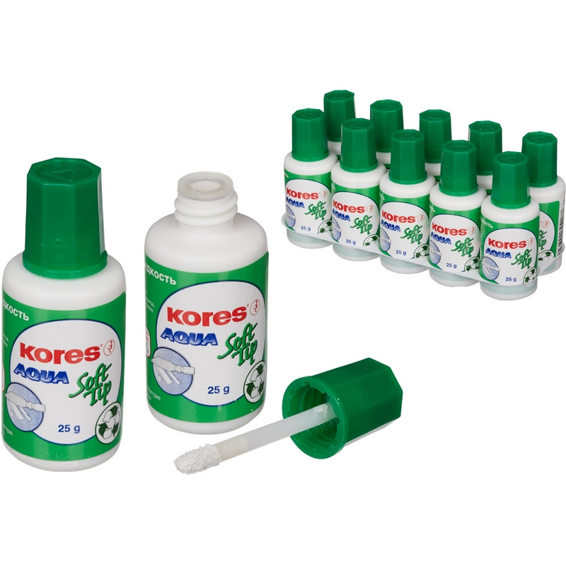 Корректирующая жидкость на водной основе 25мл KORES Soft Tip AQUA с порол.кис '69418