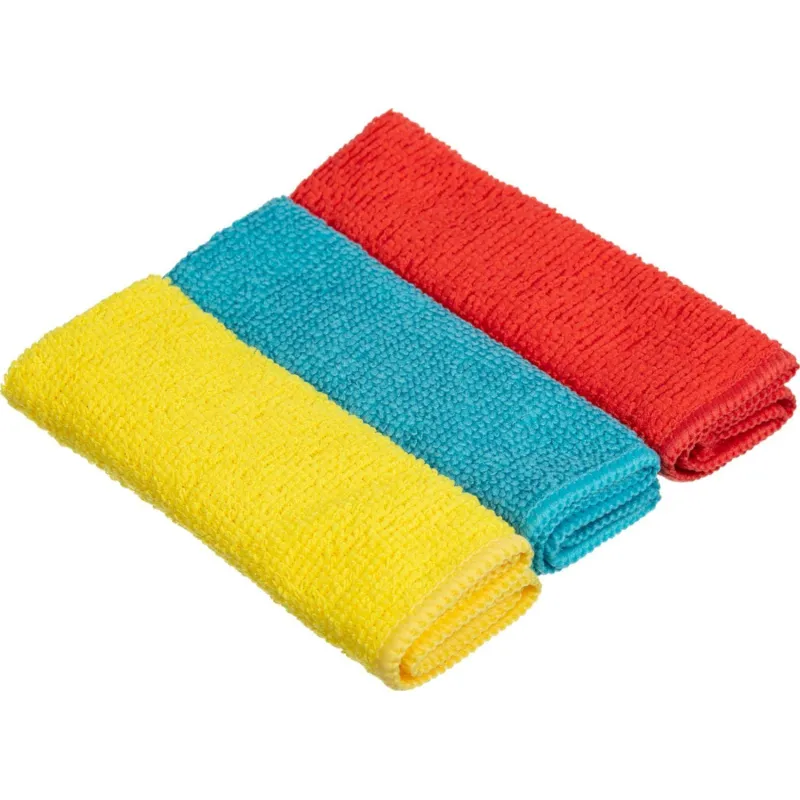 Салфетки хозяйственные микрофибра 25х25 см 180 г/кв.м 3 штуки в упаковке Салфетки хозяйственные микрофибра 25х25 см 180 г/кв.м 3 штуки в упаковке