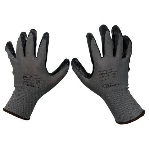 Перчатки нейлоновые SCAFFA "Старт", нитриловое покрытие (облив), размер 10 (XL), 00-01018560