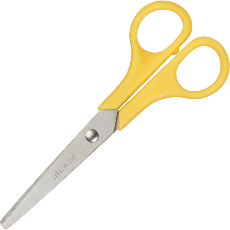 Ножницы Attache 130 мм с пластиковыми ручками, цвет желтый
