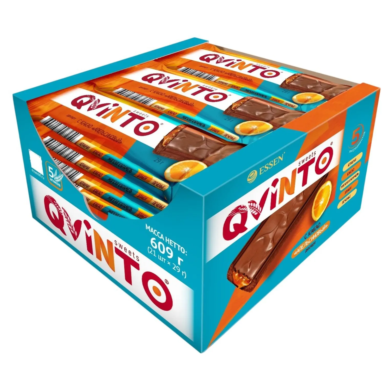 Шоколадный батончик Essen Qvinto (21 штука по 29 г)