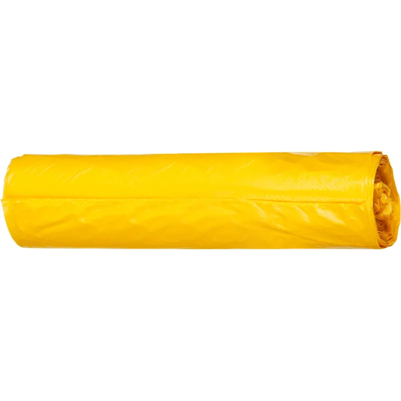 Мешки для мусора на 120 л желтые (ПНД, 11 мкм, 10 штук в рулоне, 70х110 см)