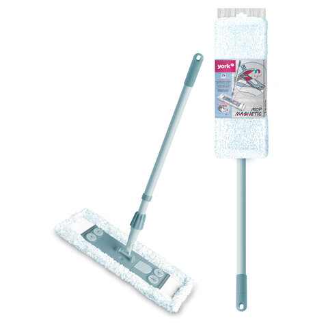 Швабра с флаундером 40 см с насадкой МОП, черенок 85-145 см, насадка МОП (608413), YORK "Magnetic", 8169, 81690