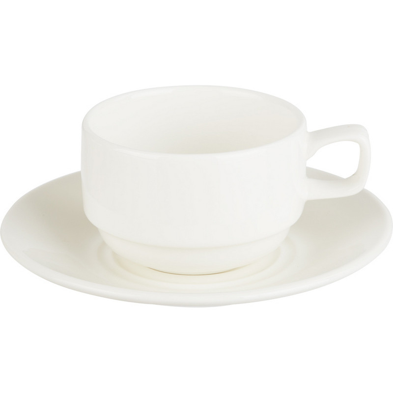 Чайная пара ,Wilmax белая, фарфор, чашка 220 мл., блюдце d-14 см. WL-993008