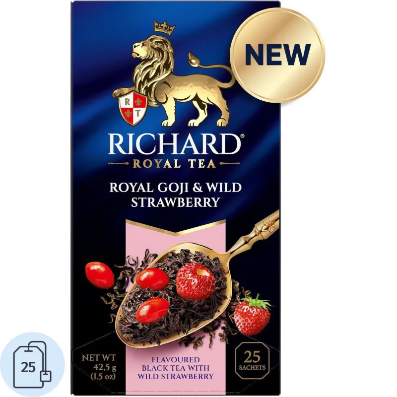 Чай Richard Royal Goji & Wild Strawberry черный с земляникой и ягодами годжи 25 пакетиков