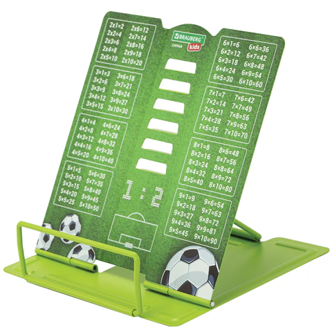 Подставка для книг и учебников BRAUBERG KIDS mini "Football" с таблицей умножения, регулируемый угол наклона, металлическая, 23896