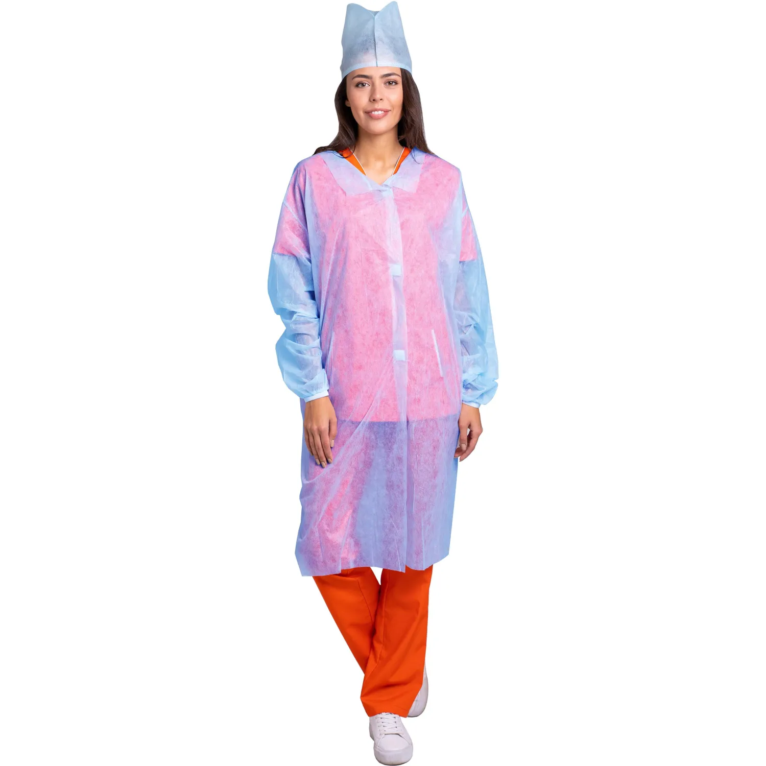 Халат одноразовый процедурный Снаблайн на липучках голубой размер XL (10 штук в упаковке)