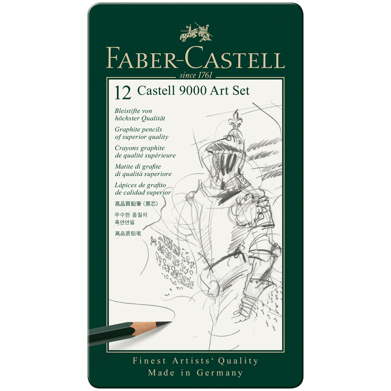 Набор карандашей ч/г Faber-Castell "Castell 9000 Art Set", 12шт., 2H-8B, заточен., метал. кор.