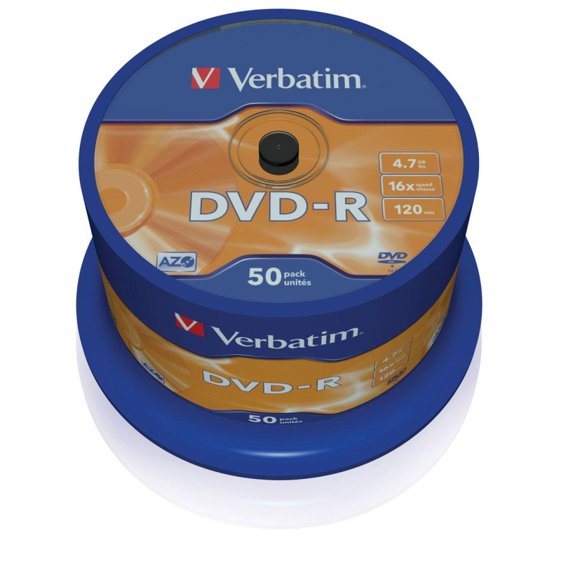 Носители информации Verbatim DVD-R 4,7Gb 16х Cake/50 43548