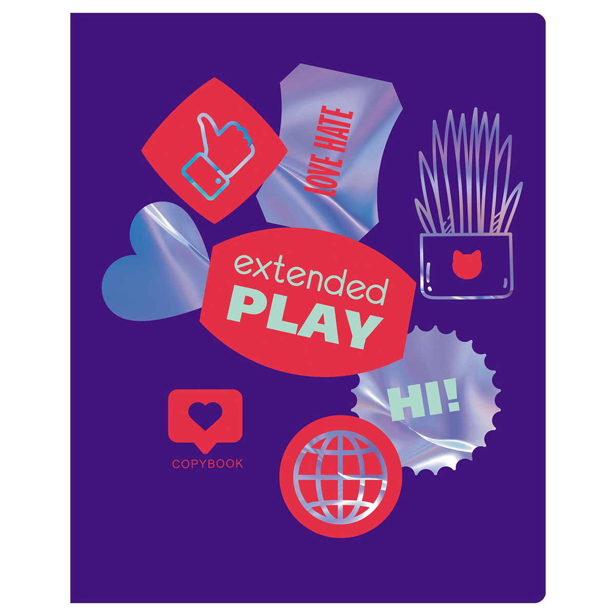 Тетрадь 96л., А5, линия BG "Stickers", тиснение голографической фольгой