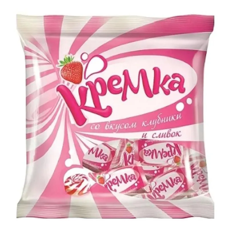 Карамель Кремка со вкусом клубники и сливок, 500г