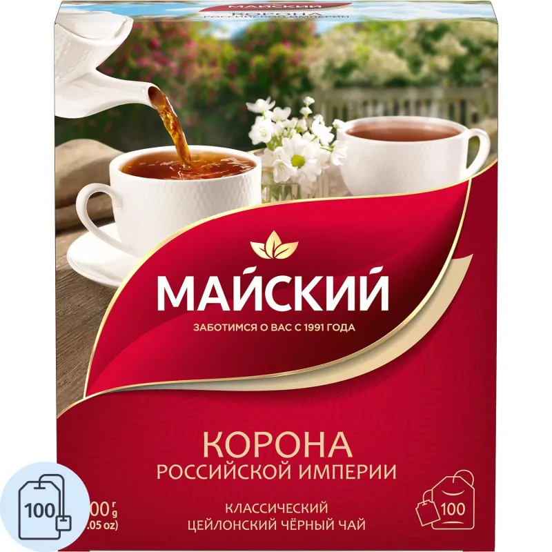 Чай черный Майский Корона Российской Империи 100пак*2г