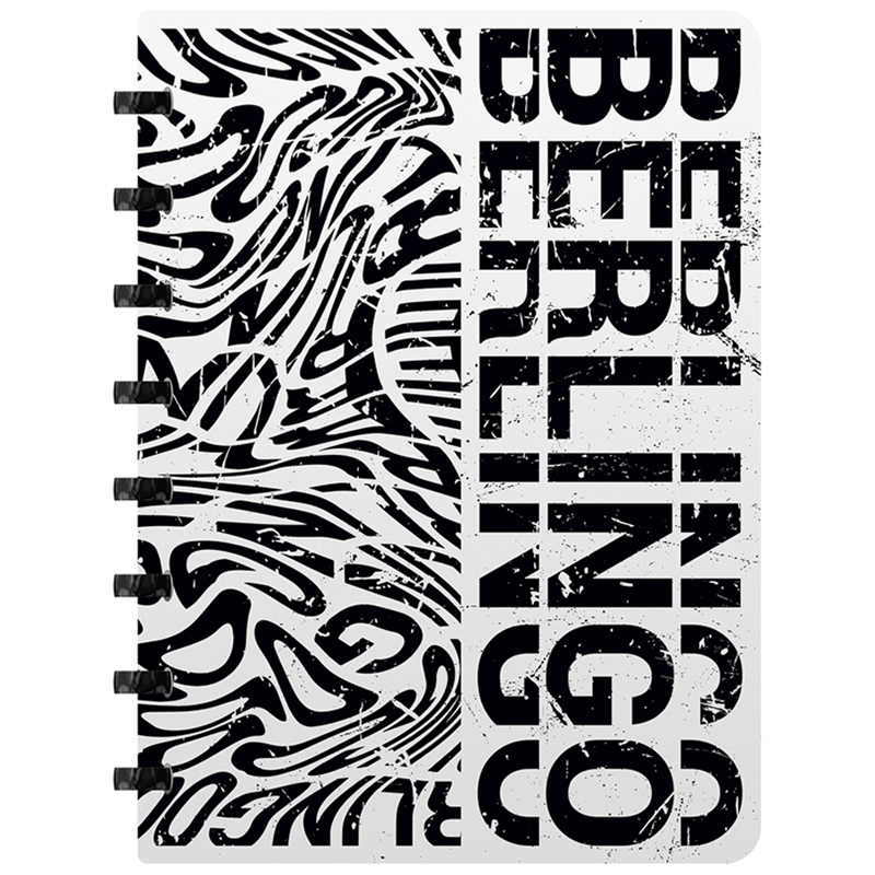 Бизнес-тетрадь А5+, 80л., Berlingo "Monochrome", клетка, на кольцах, с возм. замены блока, 80г/м2, пластик. обложка 700мкм, линейк