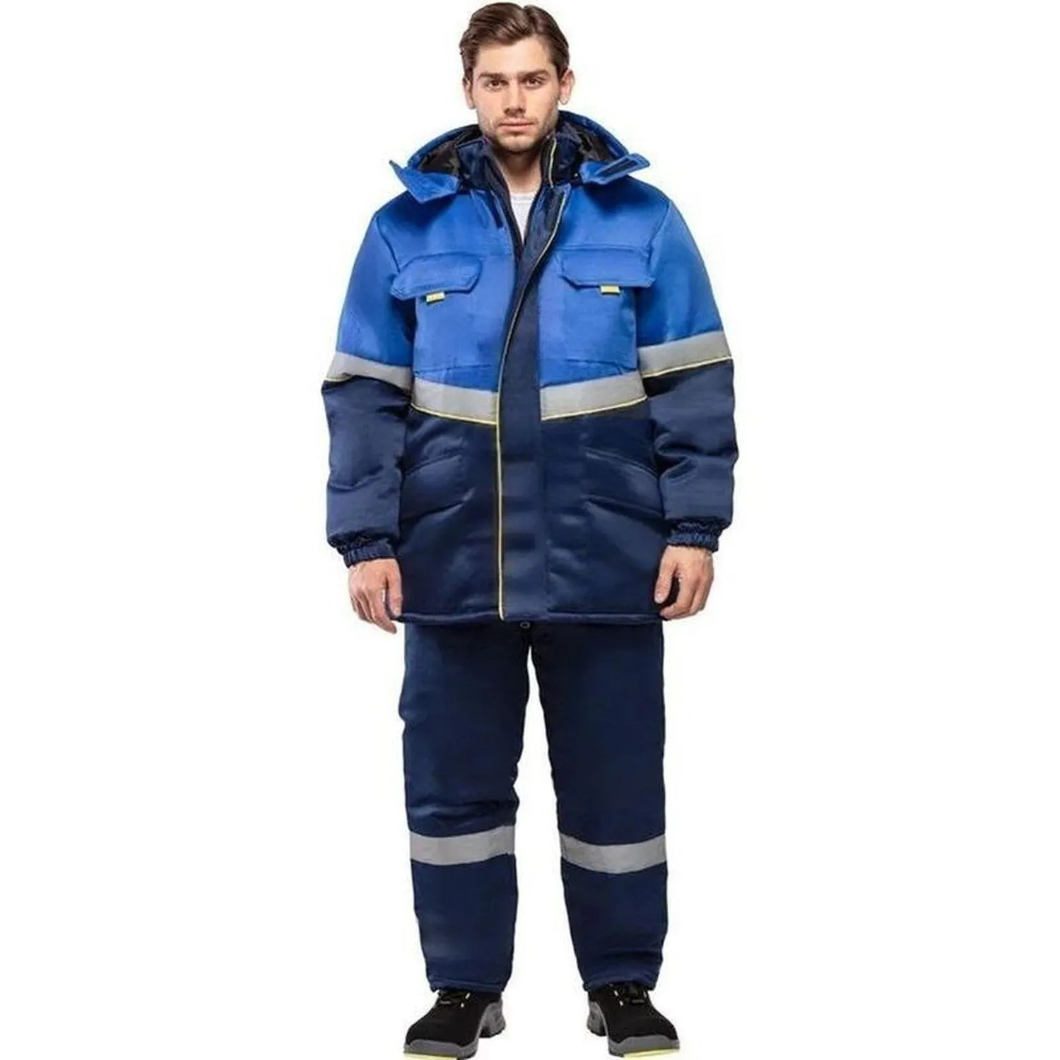 Костюм рабочий зимний мужской з43-КБР с СОП синий/васильковый (размер 52-54, рост 158-164)