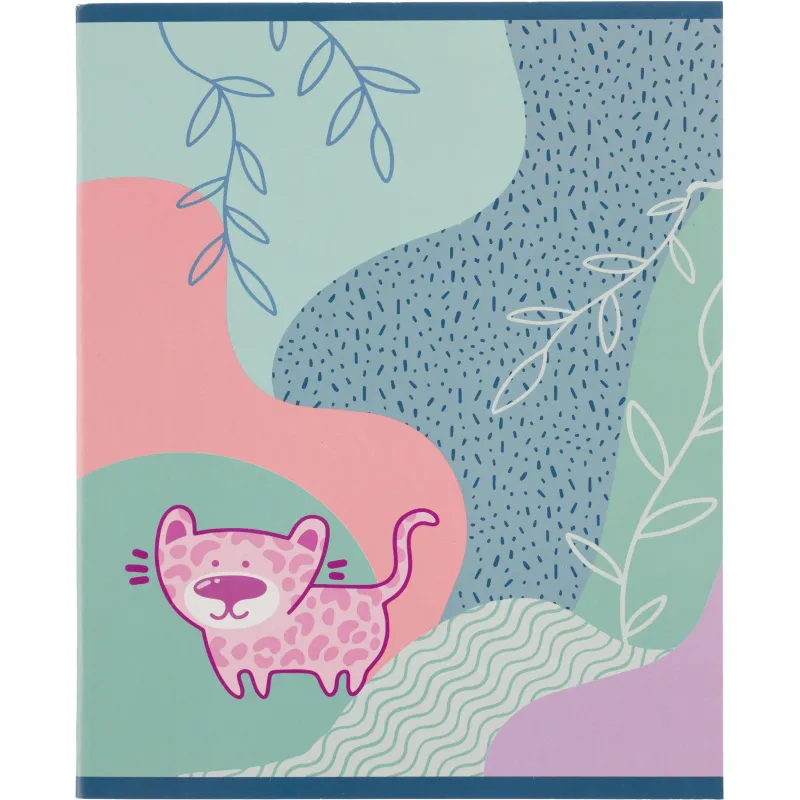 Тетрадь общая №1 School Леопард А5 48 листов в клетку на скрепке обложка с рисунком ВД-лак