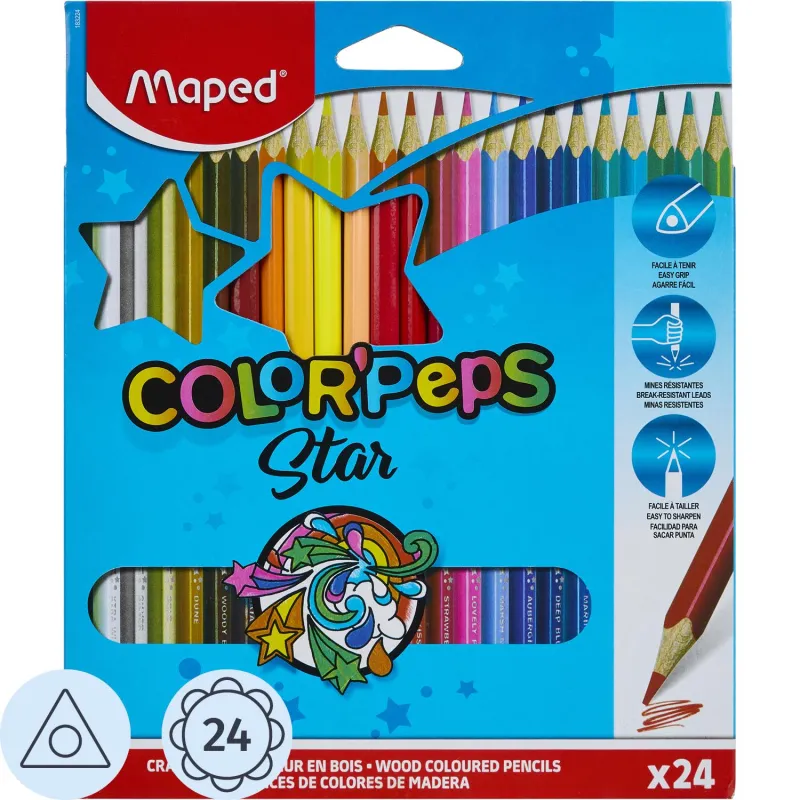 Карандаши цветные 24цв 3-гран Maped 183224