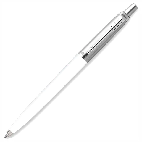 Ручка шариковая PARKER "Jotter Orig White", корпус белый, детали нержавеющая сталь, синяя, RG0032930