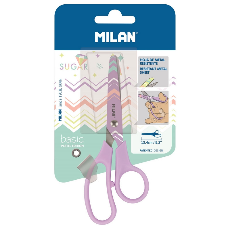 Ножницы детские Milan Basic Pastel Edition, 13,4 см, сиреневый, блистер