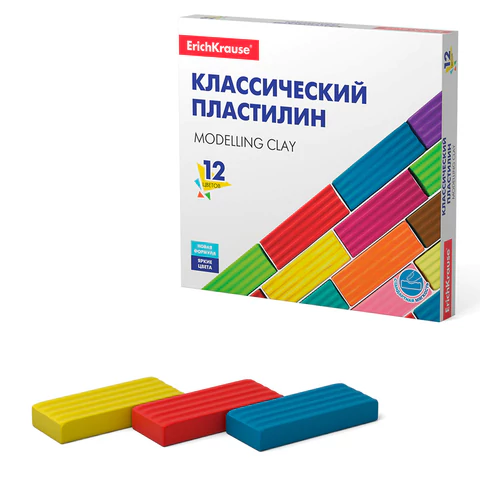 Пластилин классический ERICH KRAUSE, 12 цветов, 192 г, 50558