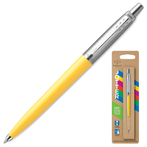 Ручка шариковая PARKER "Parker Jotter Orig Yellow", корпус желтый, детали хром, блистер, синяя, 2076