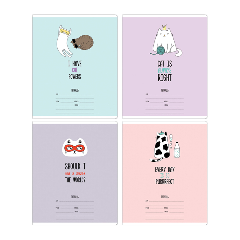 Тетрадь 12л., клетка MESHU "Right cat"