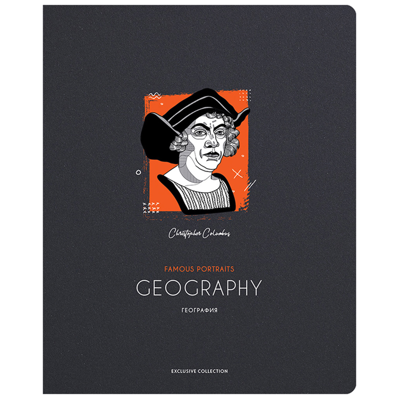 Тетрадь предметная 48л. Greenwich Line "Famous portraits" - География, дизайнерский картон, выборочный УФ-лак